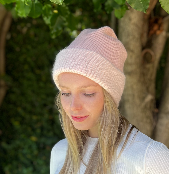 Angora Blend Slouch beanie -Pink