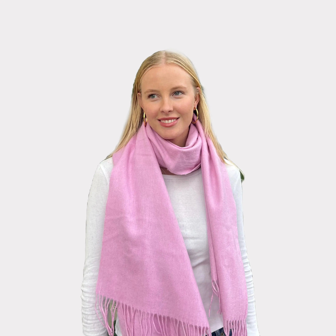 WS Premium Virgin 100% Wool Blanket Scarf- Soft Pink