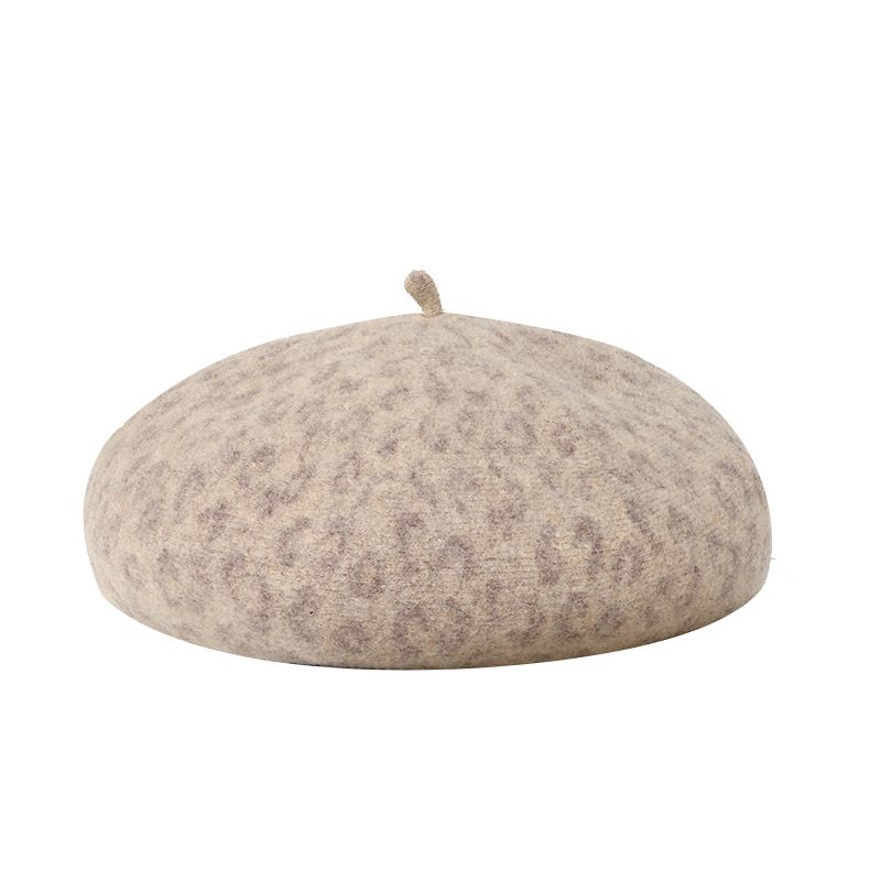 WS Lille Wool Leopard Beret - Off White - Image 1