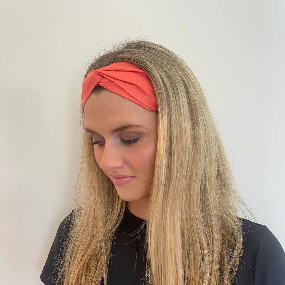 WS - Headband - 100% Linen Elastic -Burnt Coral
