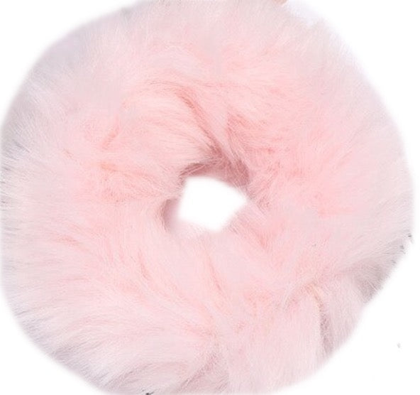 WS - FAUX FUR SCRUNCHIES BLUSH/WHITE 744109225529