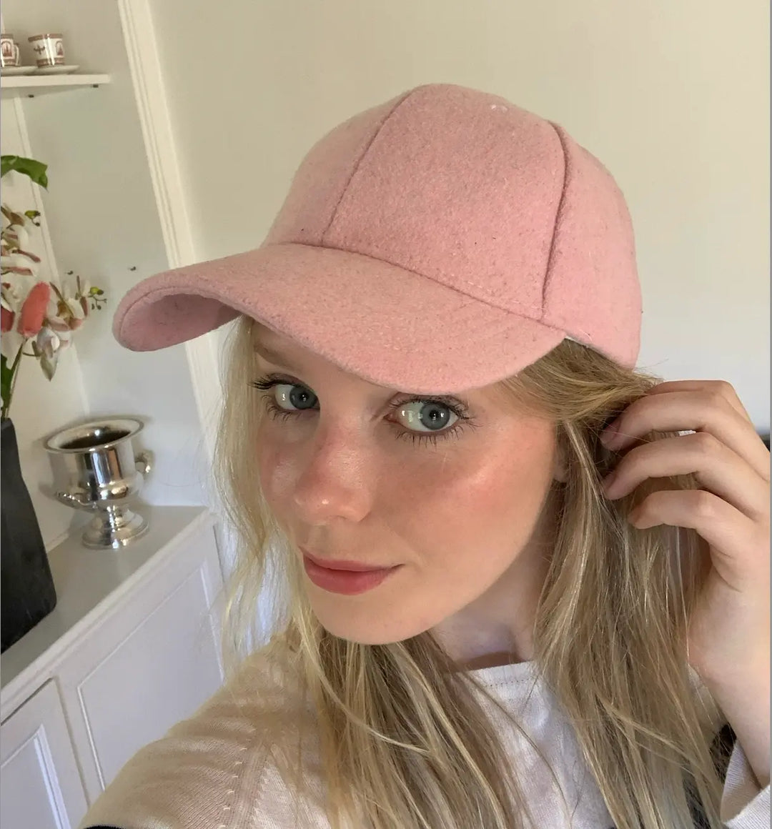Wool Baseball Cap in Pink
