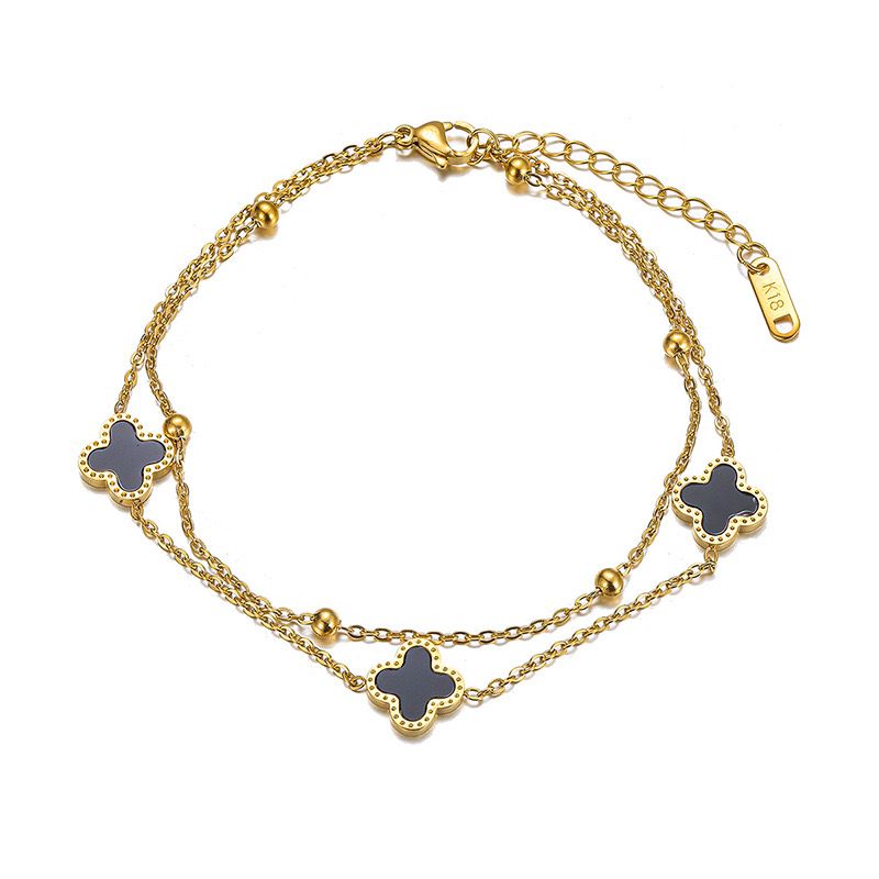 Cross Bracelet in Gold with Black & White Reversible cross charms
