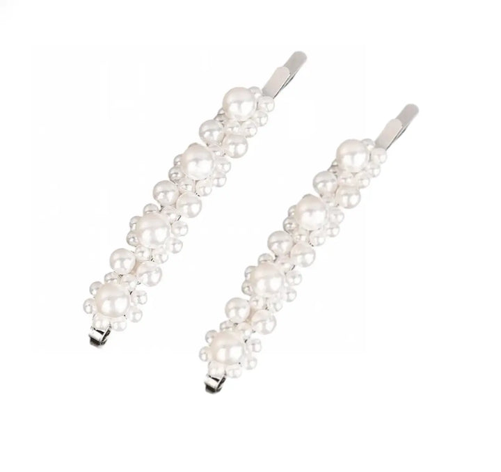 Pearl Flower Hair bobby pin silver - 2pce