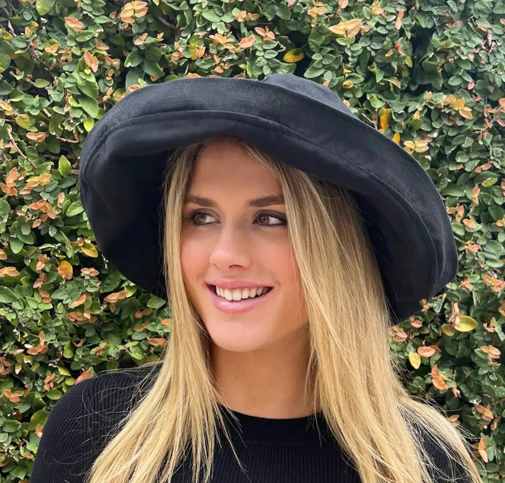 Hats - Oversized Brim Bucket Cottonblend in linen look Black