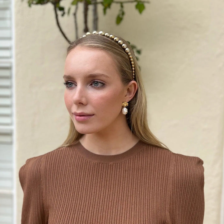 Faux Pearl Headband Gold - Image 1