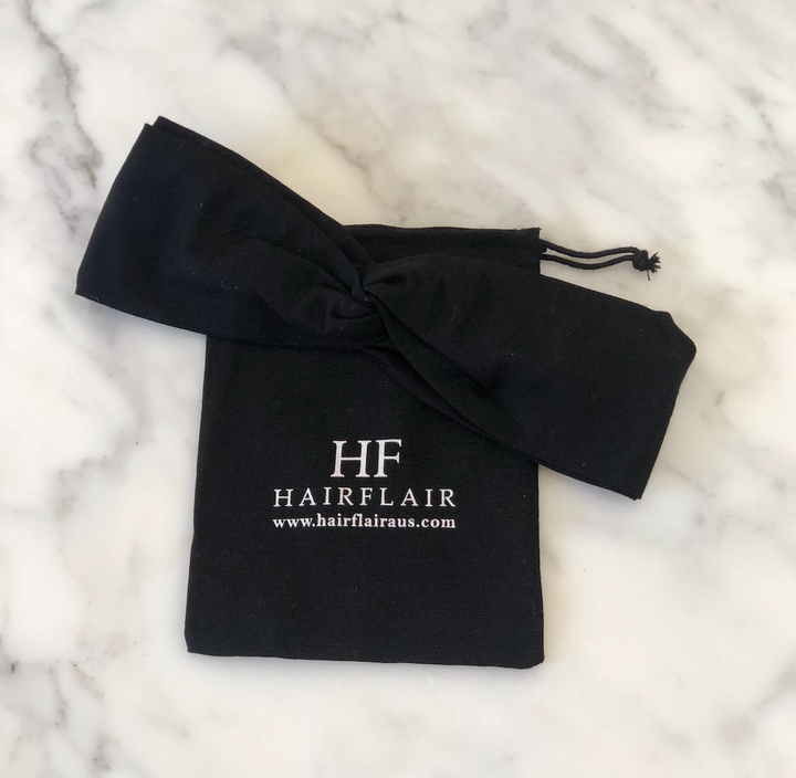 Headband - Linen Elastic headband in Black