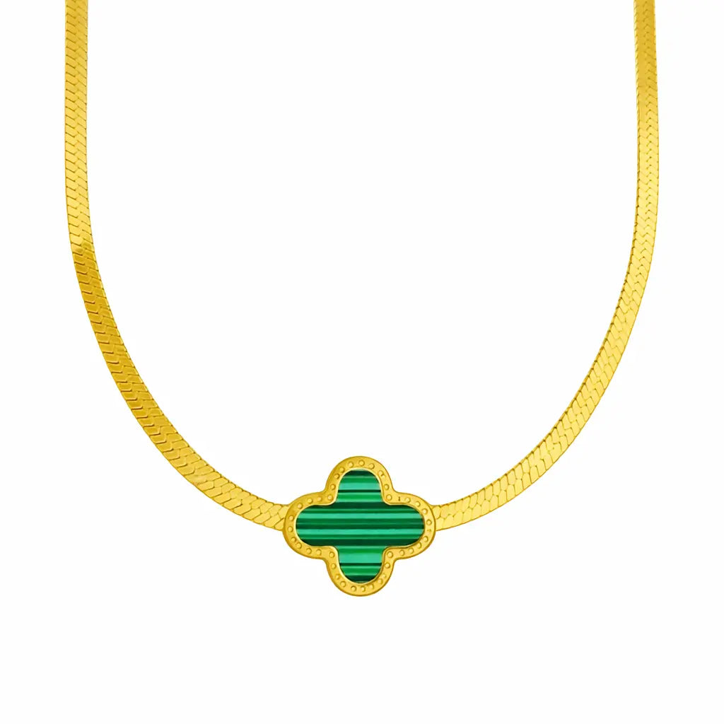 WS- Cross Power Necklace - Gold & Green