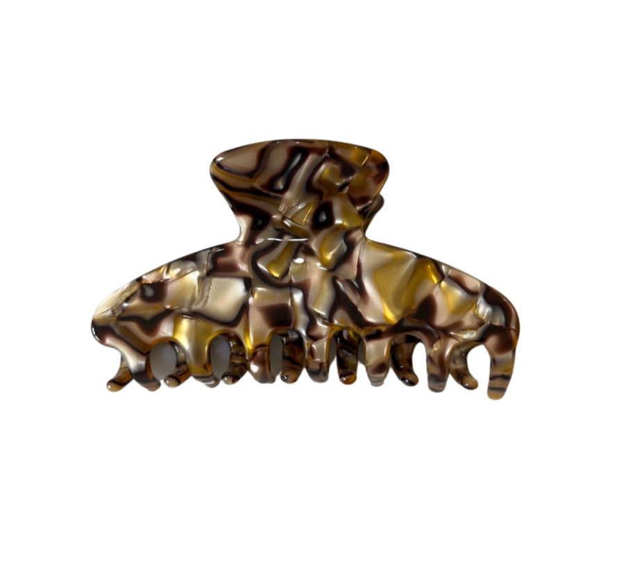 Premium Large Acetate Claw in Gold marble