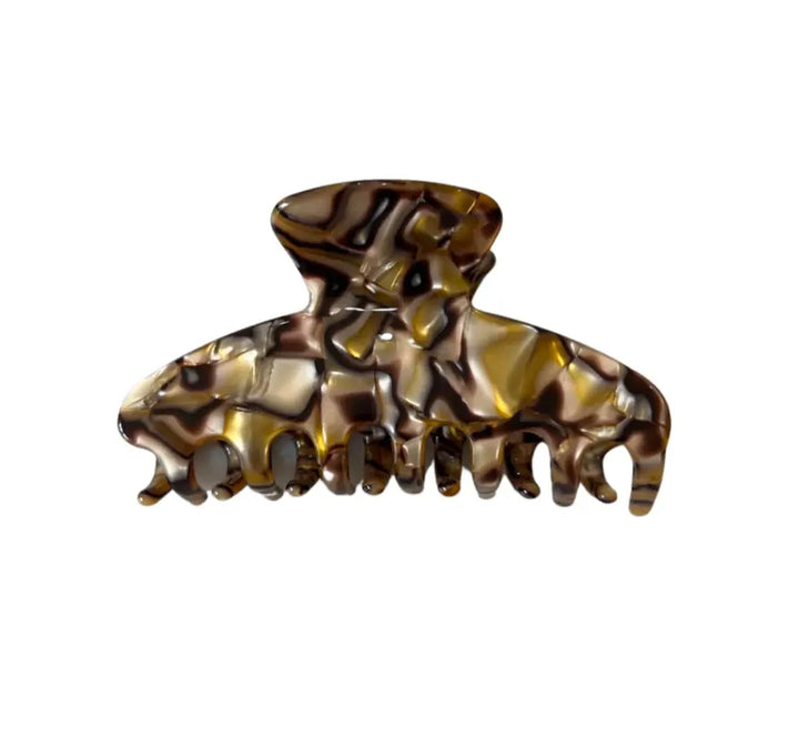 Premium Large Acetate Claw in Gold marble