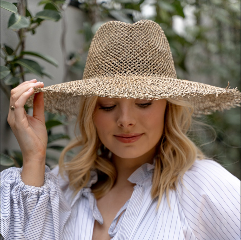 WS - 100% Seagrass Fedora Fraye Brim 746935882617