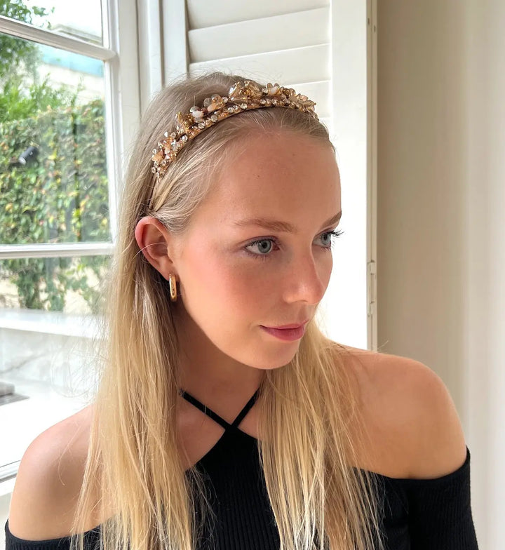 WS - Crystals 2 Layers Statement Headband - Champagne Crystals 2 layers - Image 1