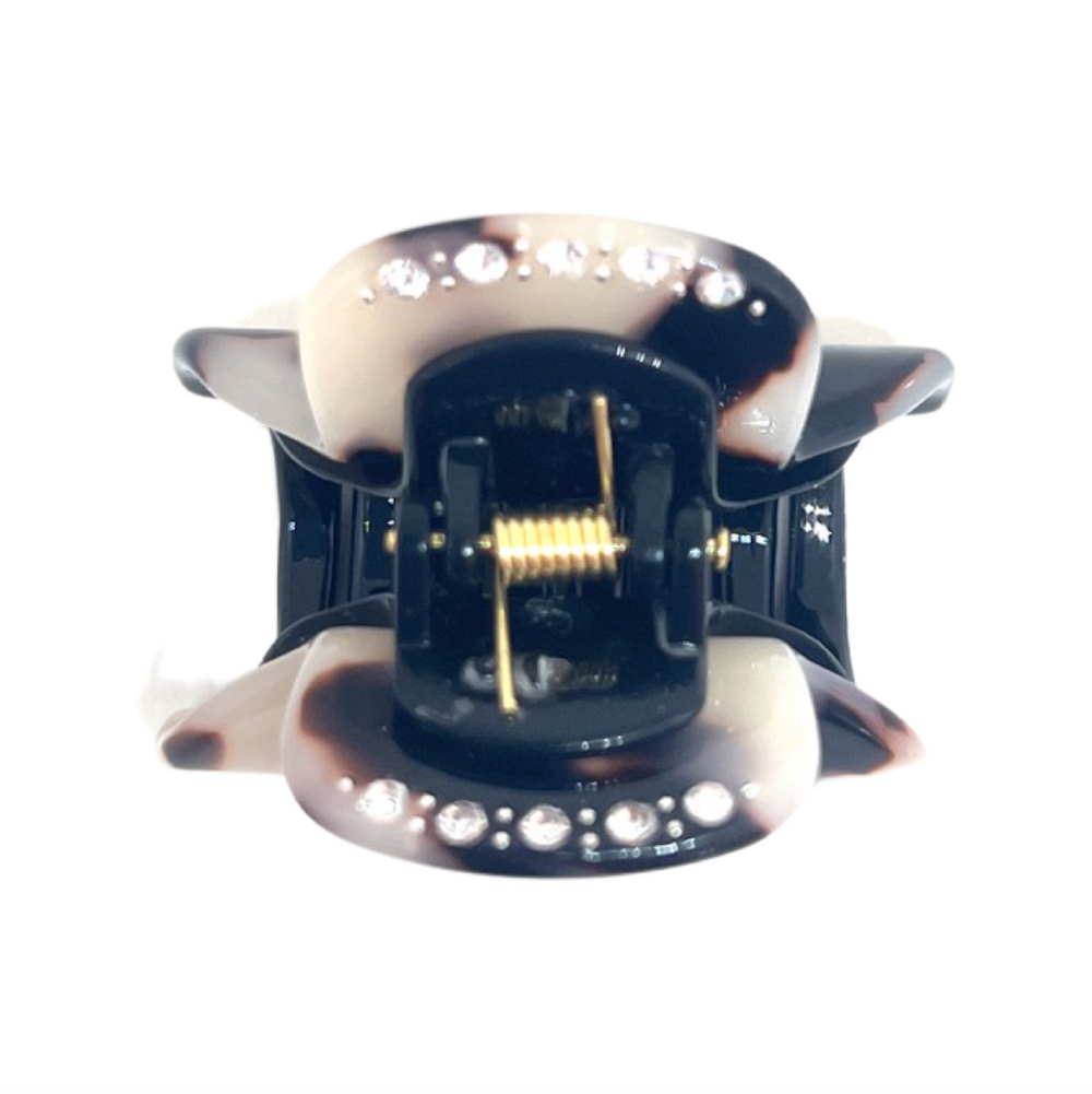WS - Acetate Small Hair Claw & crystals –  Light Turtle