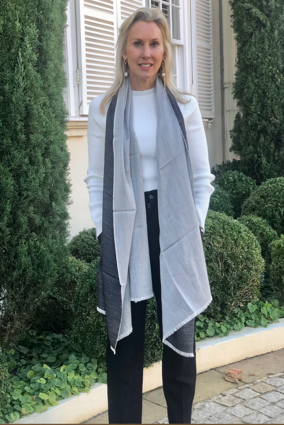 WS Scarf Unisex - Cashmere/ Mulberry Silk Scarf - JetBlack/Jetstream