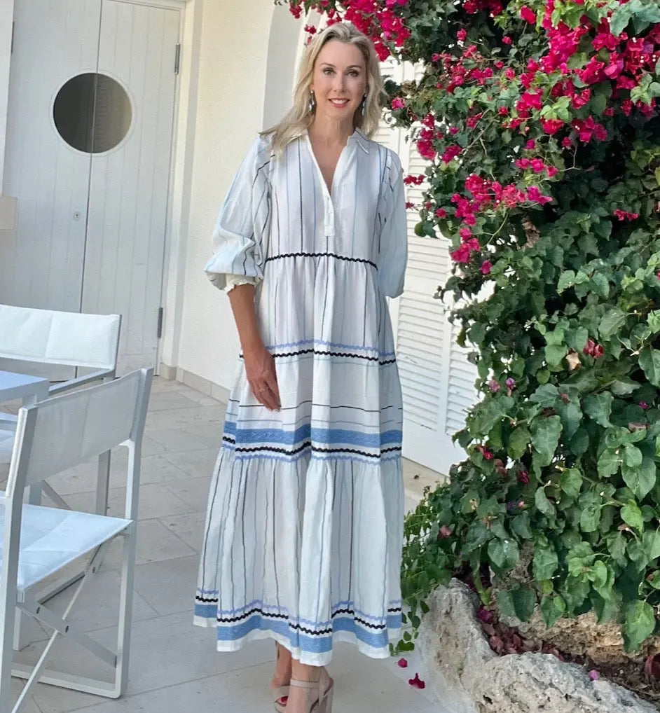 Felicity Linen Embroidered Shirt Dress