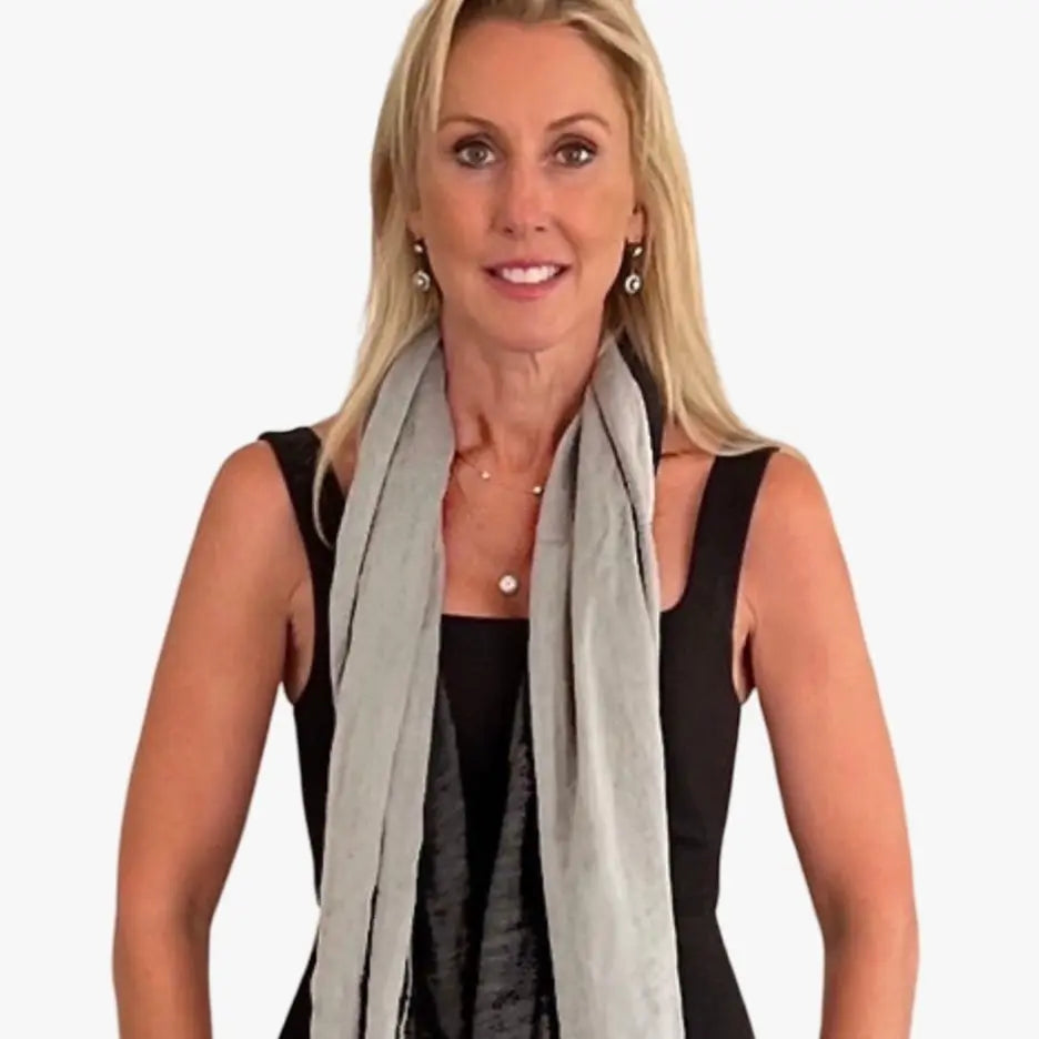 Scarf - Unisex Cashmere/ Mulberry Silk Scarf in Black & light grey