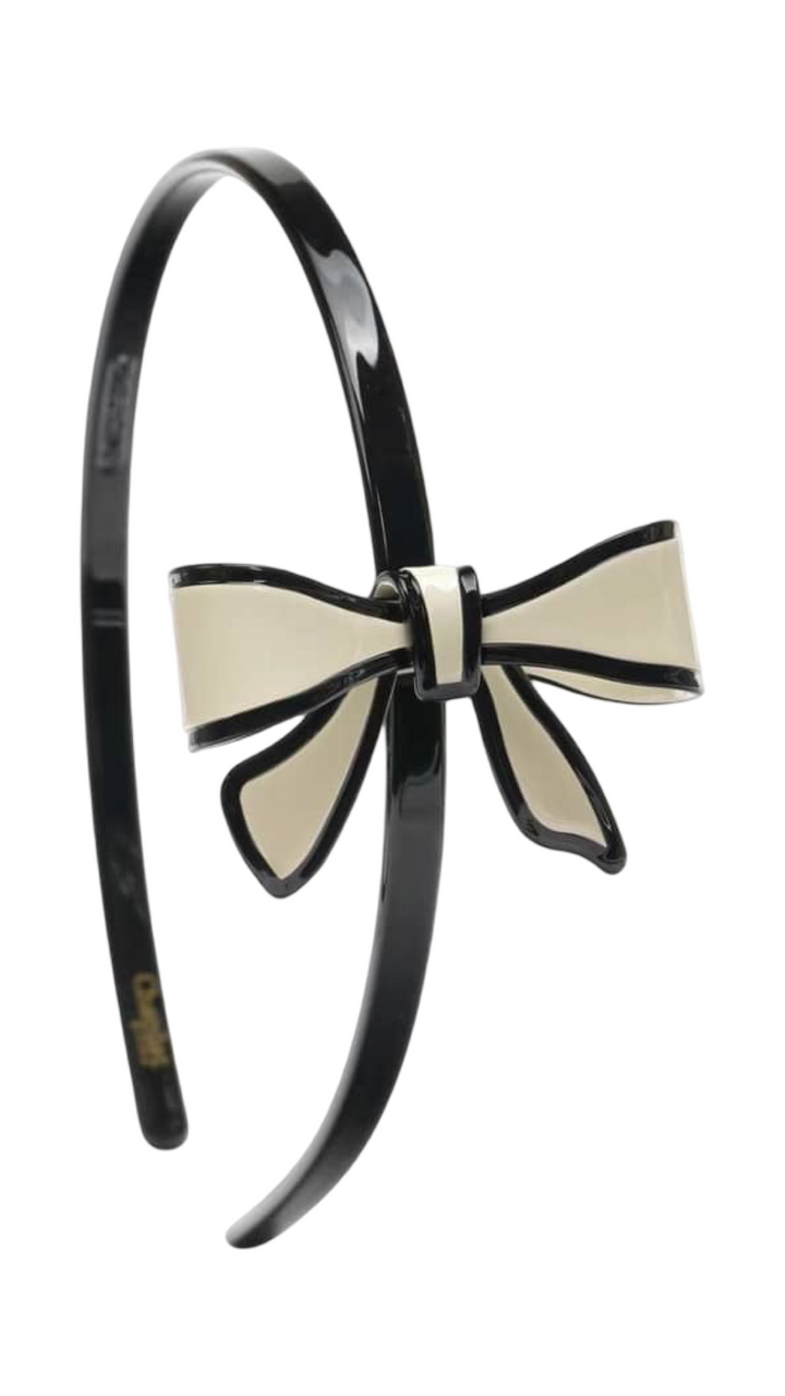Acetate Bow Headband - Ivory & Black