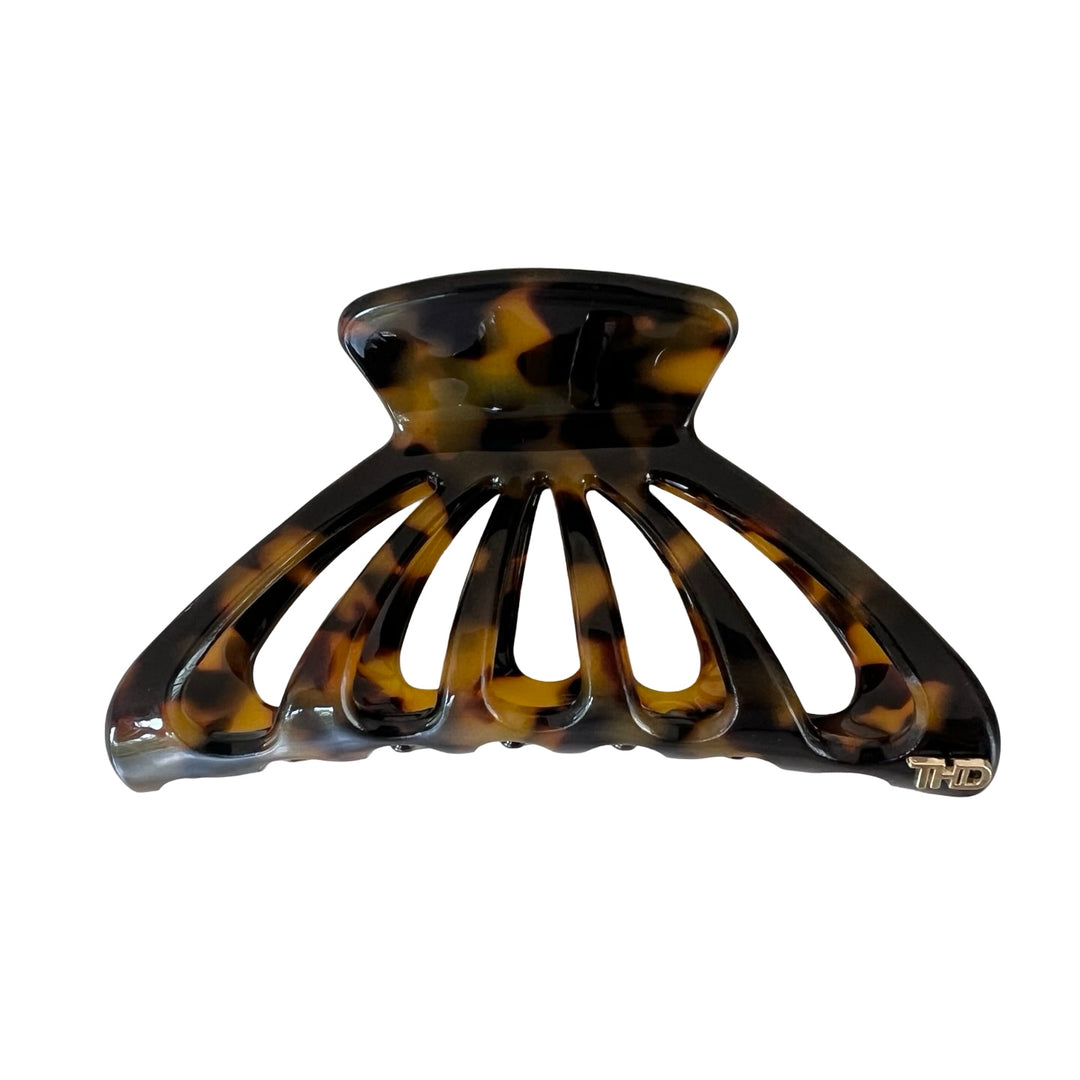 Large Acetate Hair Claw with Cutouts in Gaia Tortoise