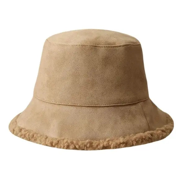 Vegan Suede Bucket Hat in  Fawn