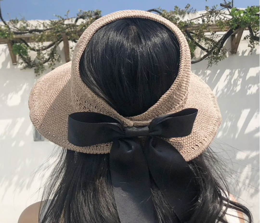 WS Visor Foldable & Black Ribbon - Golden Straw