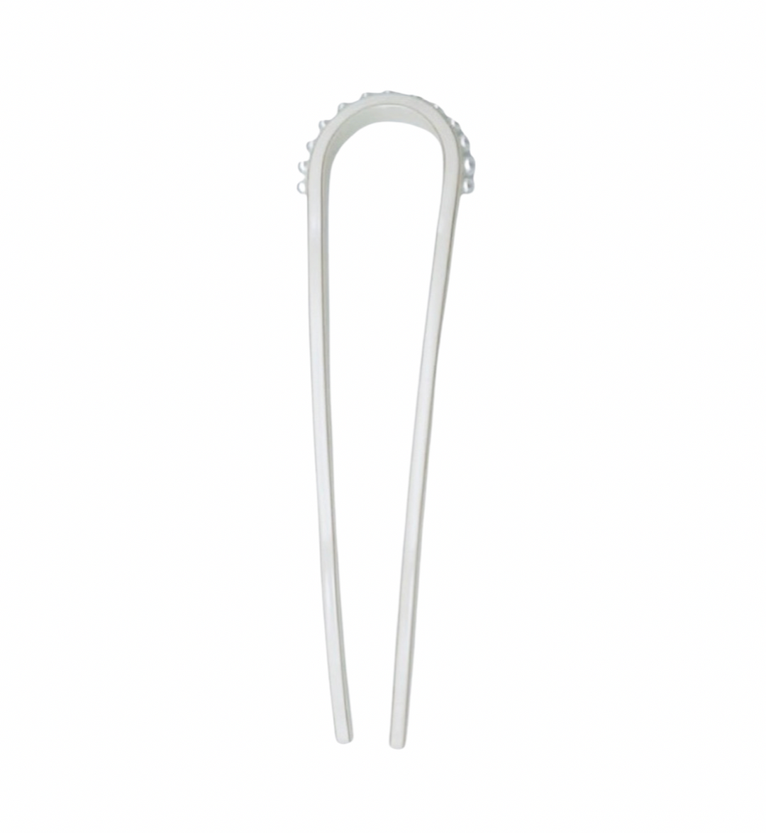 Premium Acetate Chignon Pin - White with pearls