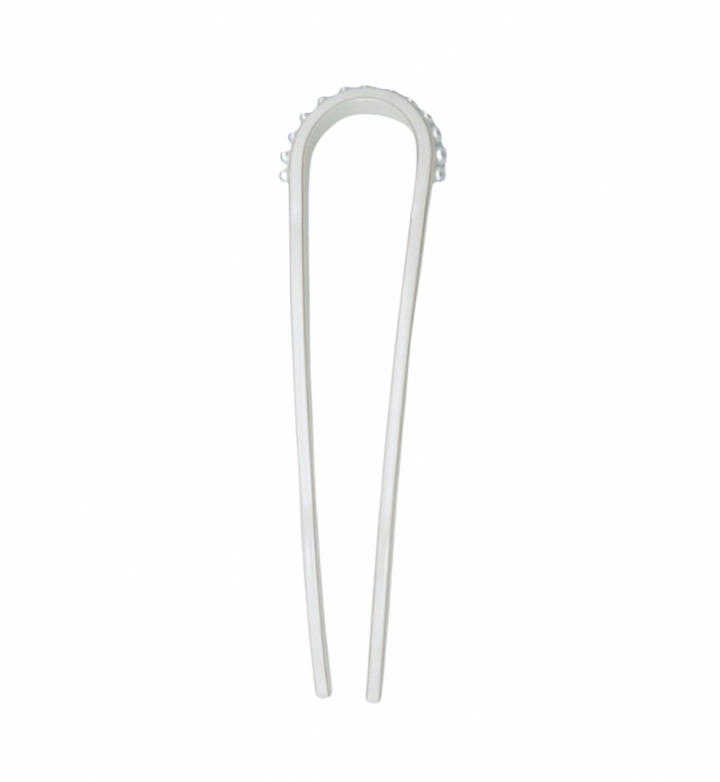 Premium Acetate Chignon Pin - White with pearls