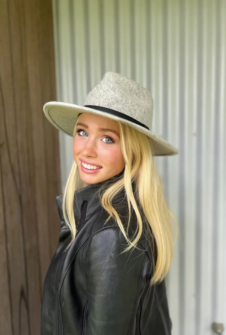 Premium Australian Wool Fedora - Light Grey