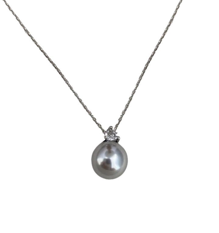 Kai Round Black Pearl &  zirconia Earrings on sterling silver