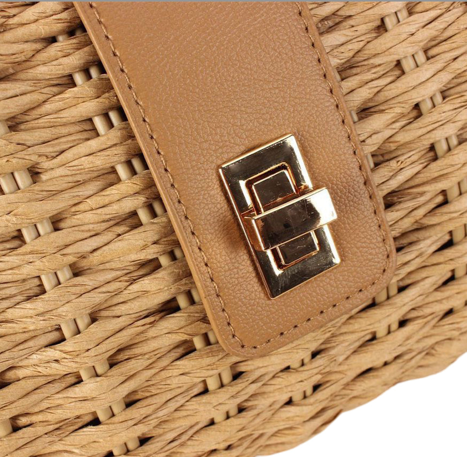 Kirsten Straw Shoulder Bag - Golden