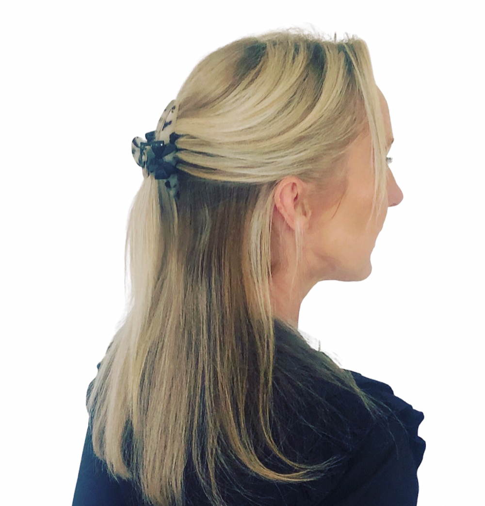 Premium oversized Acetate HairClaw with Black Bow - Light Turtle
