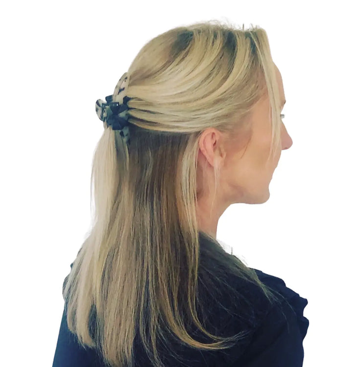 Premium oversized Acetate HairClaw with Black Bow - Light Turtle