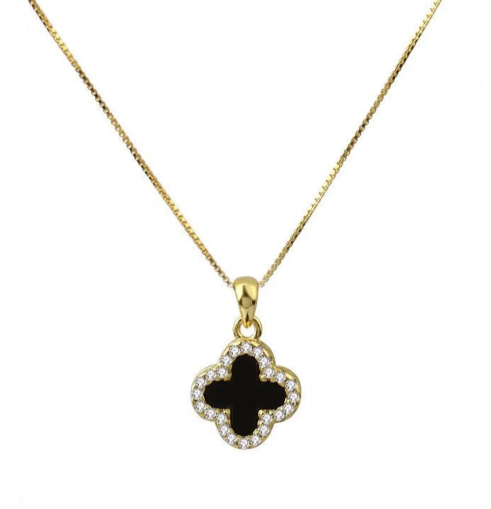 Cross Necklace reversible with crystals