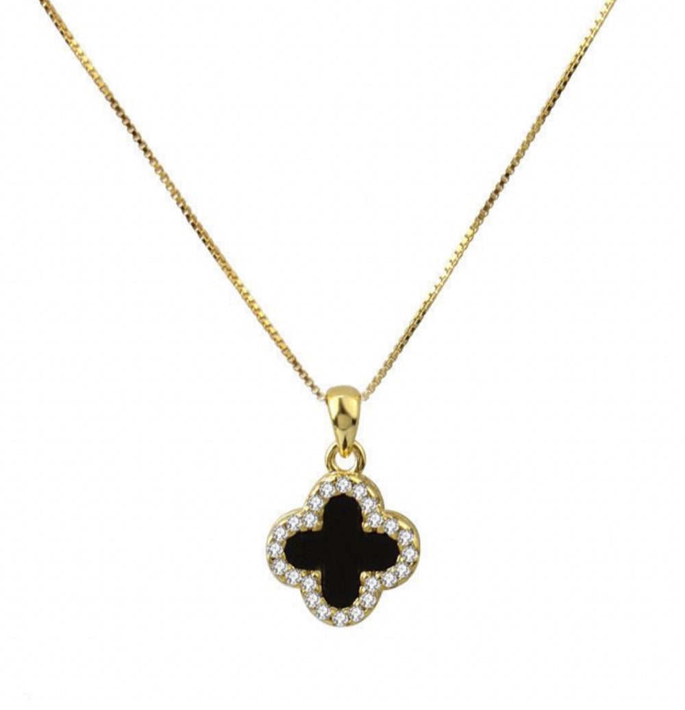 Cross Necklace reversible with crystals