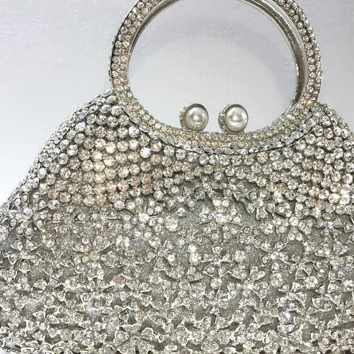 Cosette Diamond Handcrafted Clutch Bag - silver