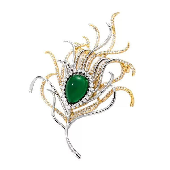 Brooch - Emerald Crystal Frond brooch