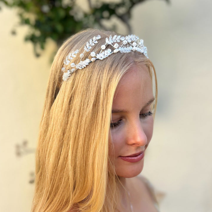 The  Vienna Crystal & Pearl Tiara - Silver