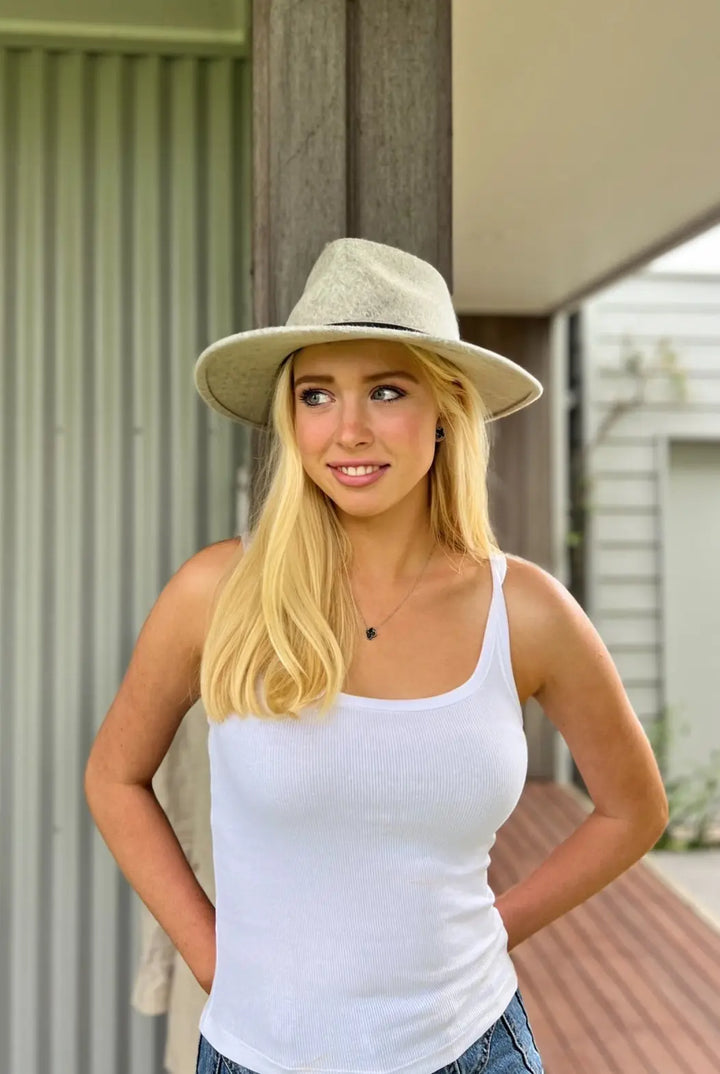 Premium Australian Wool Fedora - Light Grey