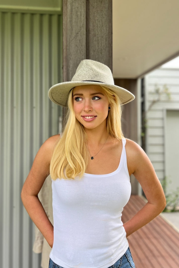 Premium Australian Wool Fedora - Light Grey