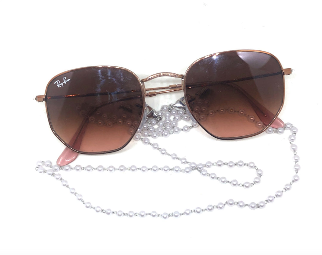 Glasses / Sunglasses Chain Pearl & silver