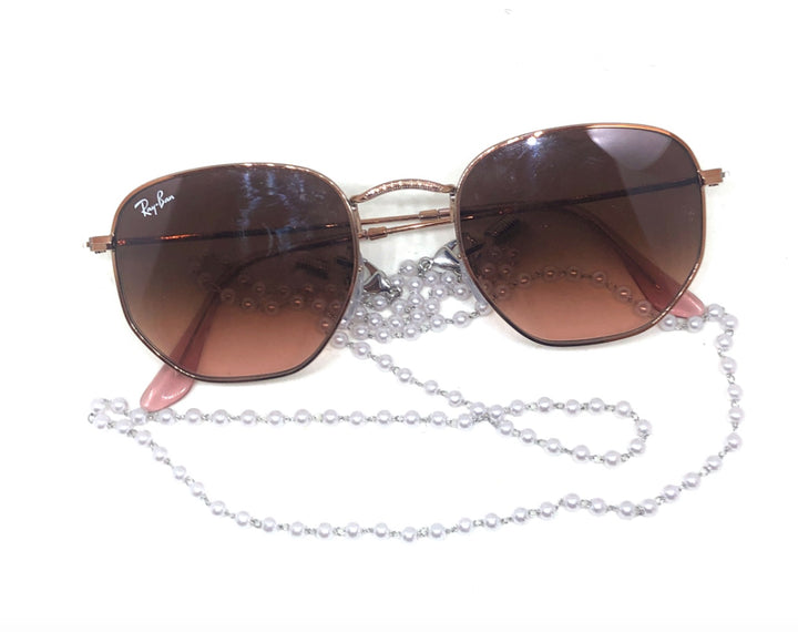 Glasses / Sunglasses Chain Pearl & silver