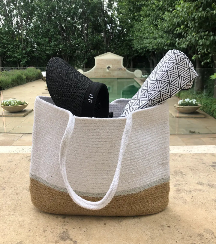 WS Bag - Cap Ferrat Medium - Silver, White & Natural - Image 1