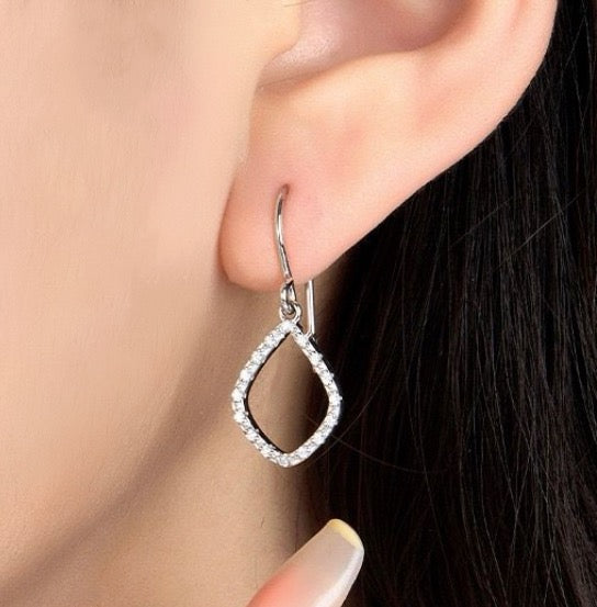 Rivière Diamond zirconia Sterling Silver Earrings