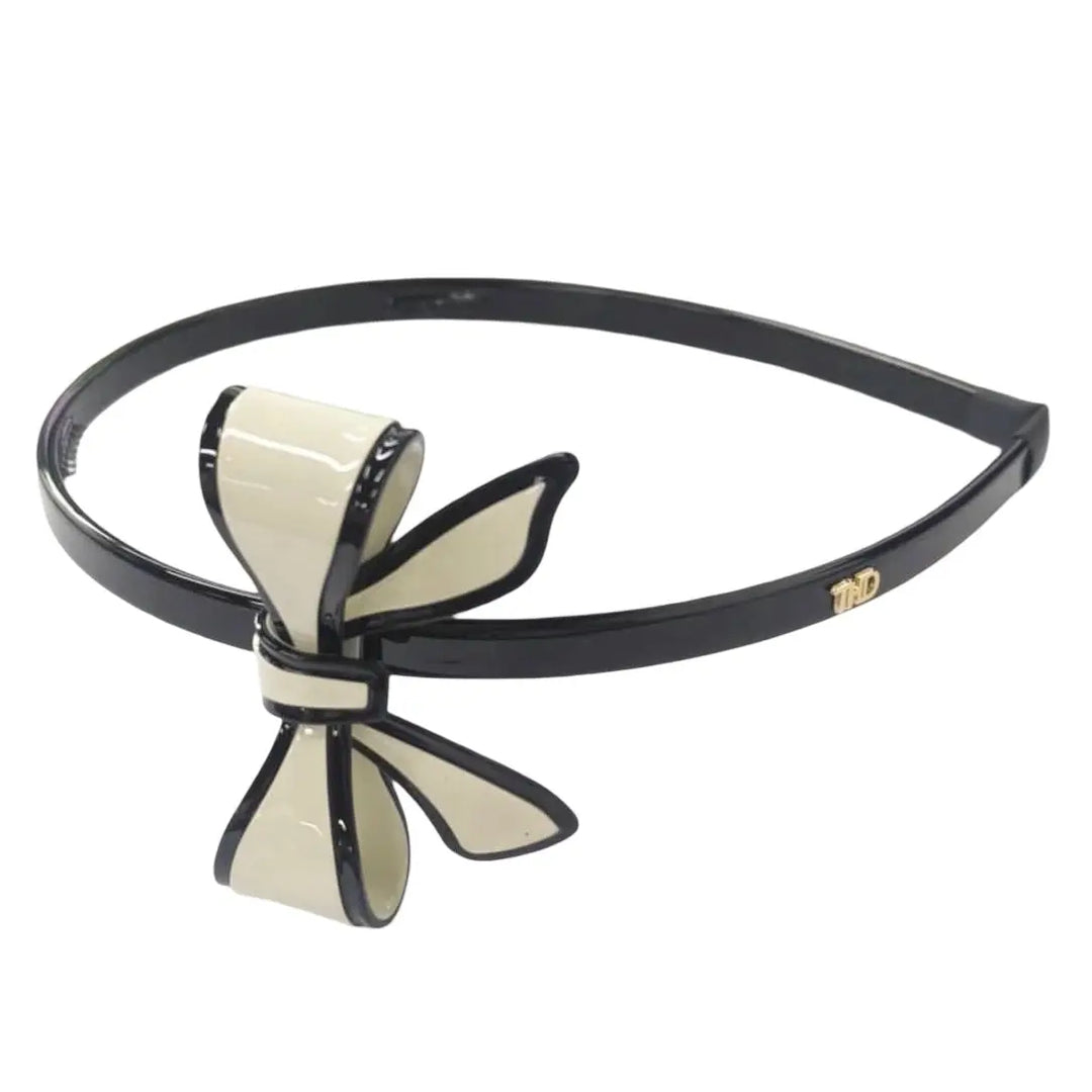 Acetate Bow Headband - Ivory & Black