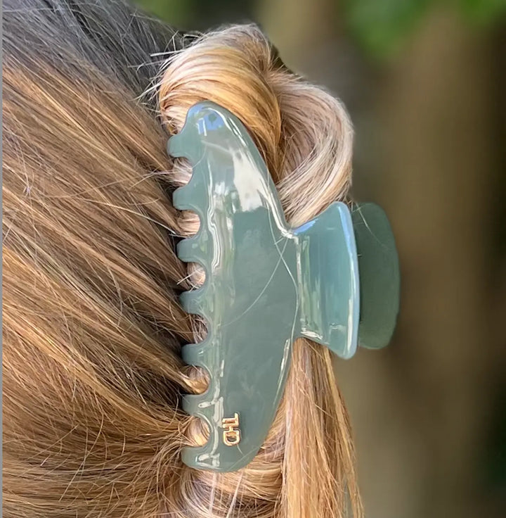 Classic Large Hair Claw in Sage Green