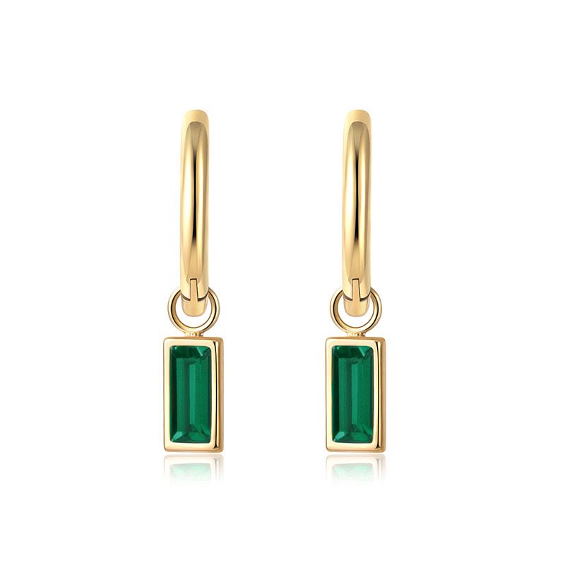 Baguette Necklace on Gold -Green