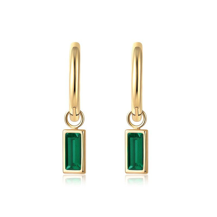 Baguette Necklace on Gold -Green