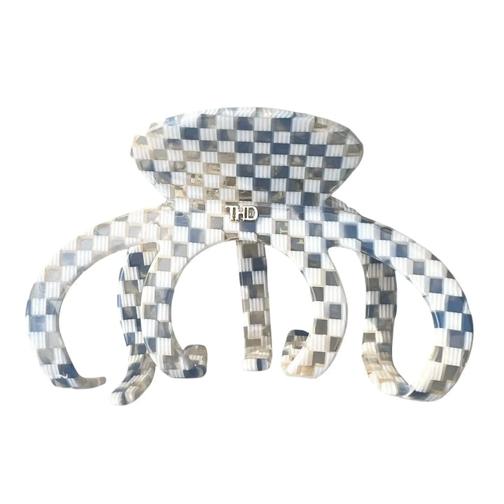 WS Acetate Octopus Hair Claw in Blue Check Paros