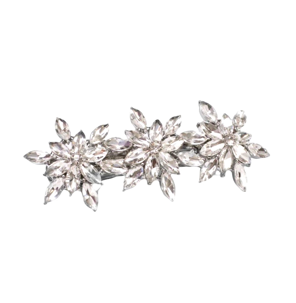 WS Flower Crystal Barette -white Hair