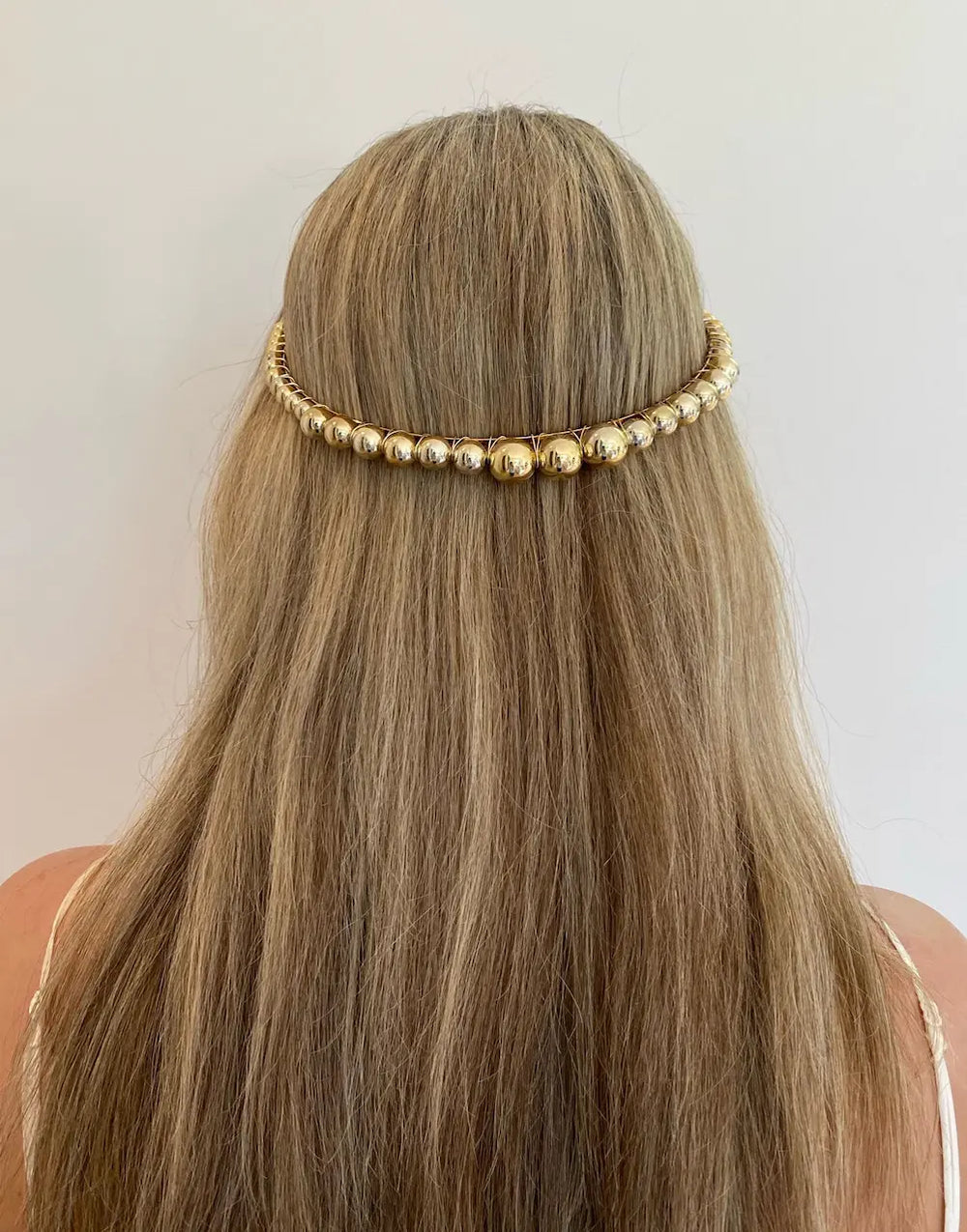 Headband - Gold Pearl Halo with Comb