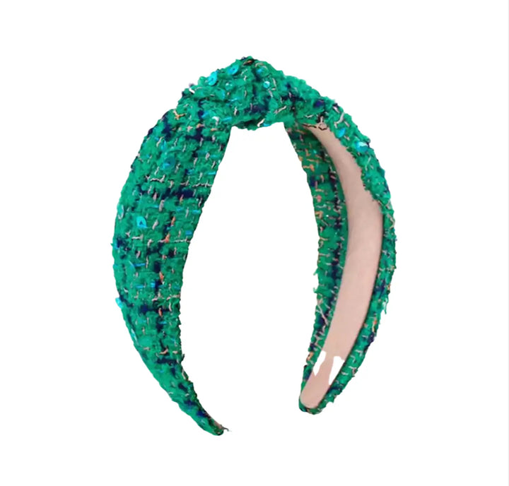 WS - Plaid Knotted Headband - Green
